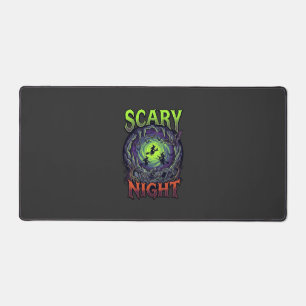 Scary Night Witches Bat Cave Neon Vortex Skeletons Desk Mat