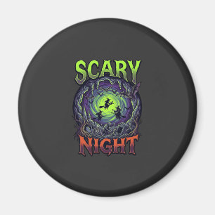 Scary Night Witches Bat Cave Neon Vortex Skeletons Magnet