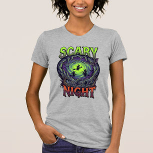 Scary Night Witches Bat Cave Neon Vortex Skeletons T-Shirt