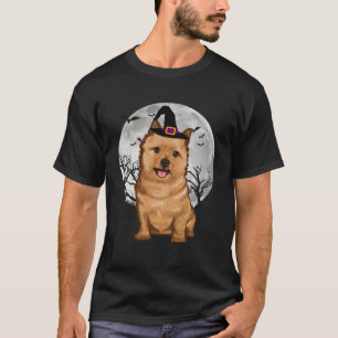 Scary Norwich Terrier Dog Witch Hat Halloween T-Shirt