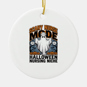 Scary Nurse Costume Halloween Ghost Nursing Shirt_ Ceramic Ornament