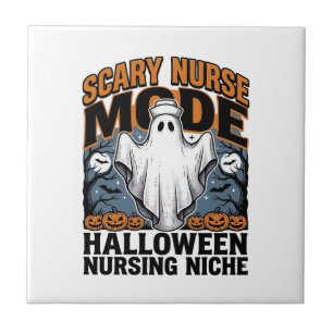 Scary Nurse Costume Halloween Ghost Nursing Shirt_ Ceramic Tile