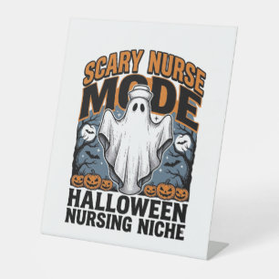 Scary Nurse Costume Halloween Ghost Nursing Shirt_ Pedestal Sign