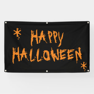 scary orange Happy Halloween black orange banner