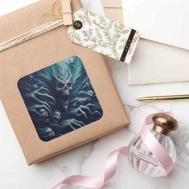 Scary pattern, dark fantasy square sticker (Gifting)