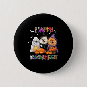 Scary Pembroke Pomeranian Dog Witch Hat Halloween 6 Cm Round Badge