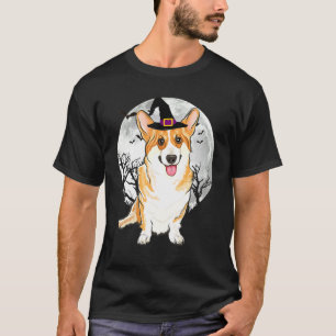 Scary Pembroke Welsh Corgi Dog Witch Hat Halloween T-Shirt