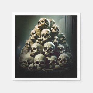 Scary Pile of Screaming Skulls Halloween Party Napkin