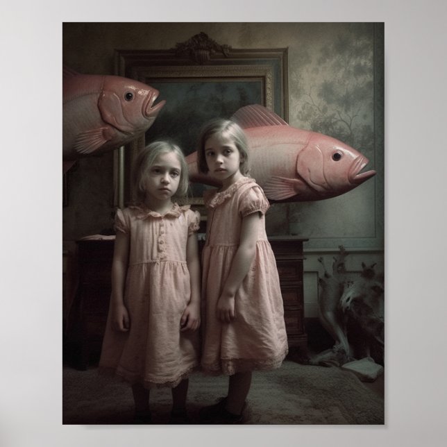 Scary Pink Fish Twins Horror Poster (Front)