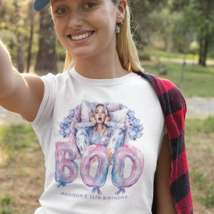 Scary Pink Purple Teen Halloween Sleepover Tee