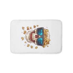 Scary Popcorn Skull � Funny Horror Movie Skeleton Bath Mat