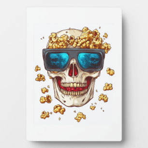 Scary Popcorn Skull � Funny Horror Movie Skeleton Plaque