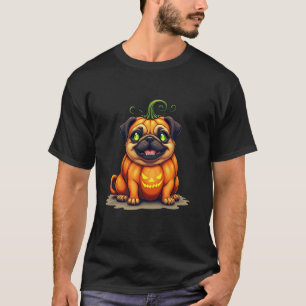 Scary Pug Pumpkin Dog Funny Halloween Womens Mens T-Shirt