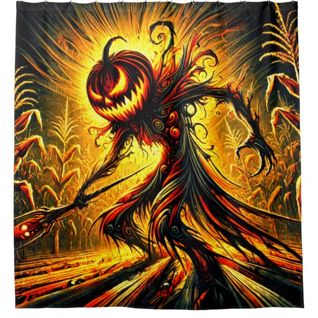 Scary Pumpkin Art Shower Curtain (Front)