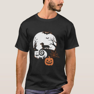 Scary Pumpkin Bat Funny Witch Hat Dachshund Dog Ha T-Shirt