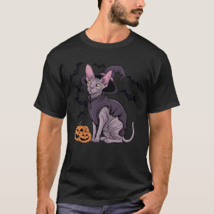 Scary Pumpkin Bat Witch Cat Halloween T-Shirt