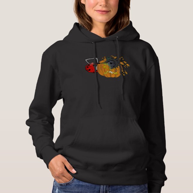 Scary Pumpkin Carving Halloween Chainsaw Pumpkin F Hoodie (Front)