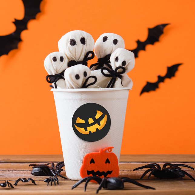 Scary Pumpkin Face Classic Round Sticker (Scary Pumpkin Face Classic Round Sticker)