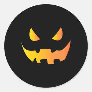 Scary Pumpkin Face For Halloween Classic Round Sticker