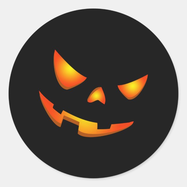 Scary Pumpkin Face Halloween Jack O Lantern Classic Round Sticker (Front)