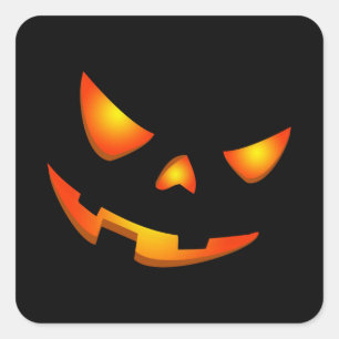 Scary Pumpkin Face Halloween Jack O Lantern Square Sticker