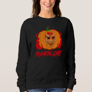 Scary Pumpkin Ghost Halloween Monster Face Art Sweatshirt