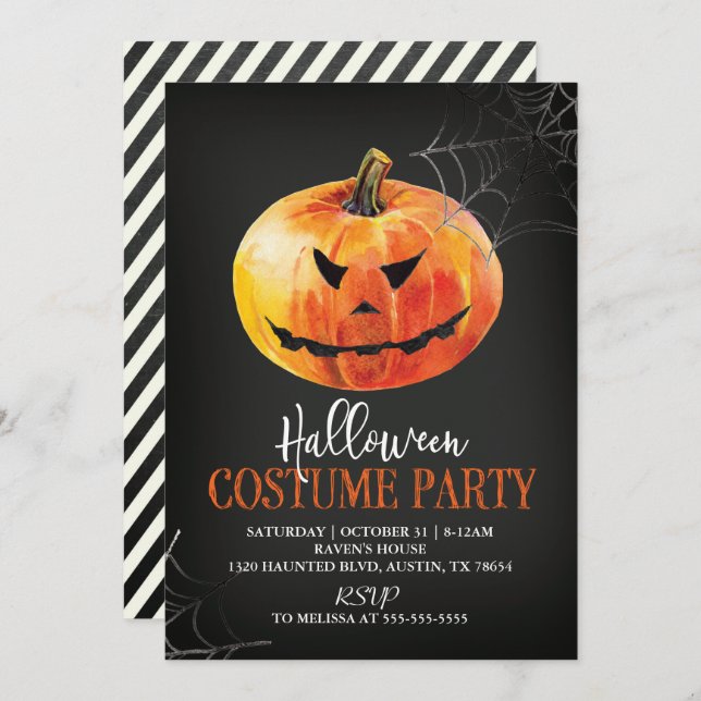 Scary Pumpkin Halloween Party Invitation (Front/Back)