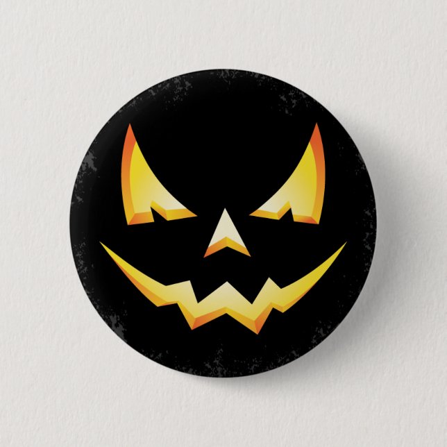 Scary Pumpkin Halloween Round Button (Front)