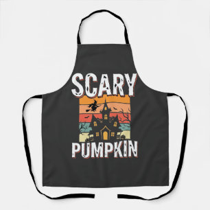 Scary Pumpkin Haunted House Halloween Design_1 Apron