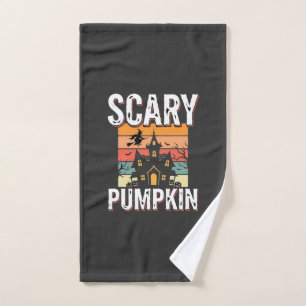 Scary Pumpkin Haunted House Halloween Design_1 Hand Towel