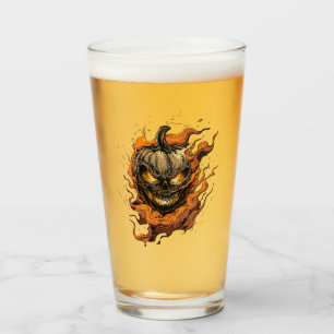 Scary Pumpkin Head Glass