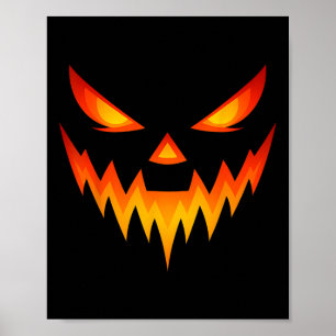 Scary Pumpkin Jack O Lantern Face Halloween Costum Poster