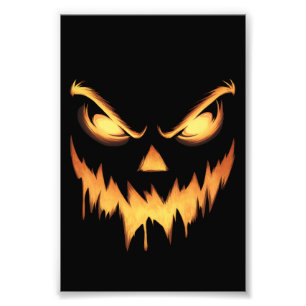 Scary Pumpkin Jack O Lantern Face Halloween Photo Print