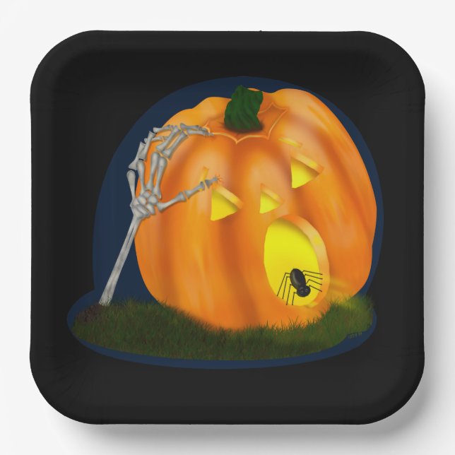 Scary Pumpkin  Paper Plate (Front)