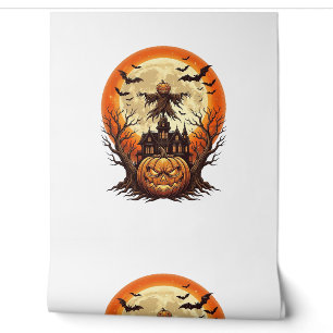 Scary Pumpkin Scarecrow Haunted House Full Moon Ha Wallpaper