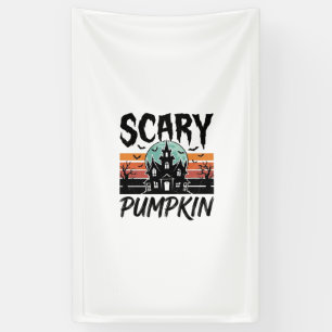 Scary Pumpkin Vintage Haunted House Halloween Desi Banner