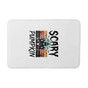 Scary Pumpkin Vintage Haunted House Halloween Desi Bath Mat