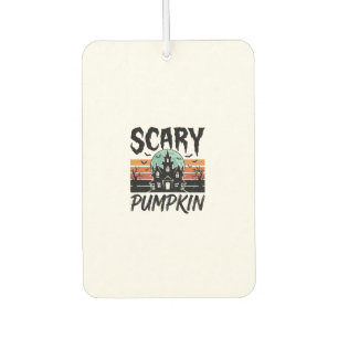 Scary Pumpkin Vintage Haunted House Halloween Desi Car Air Freshener