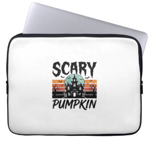Scary Pumpkin Vintage Haunted House Halloween Desi Laptop Sleeve