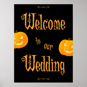 Scary Pumpkins Halloween Wedding Reception Sign