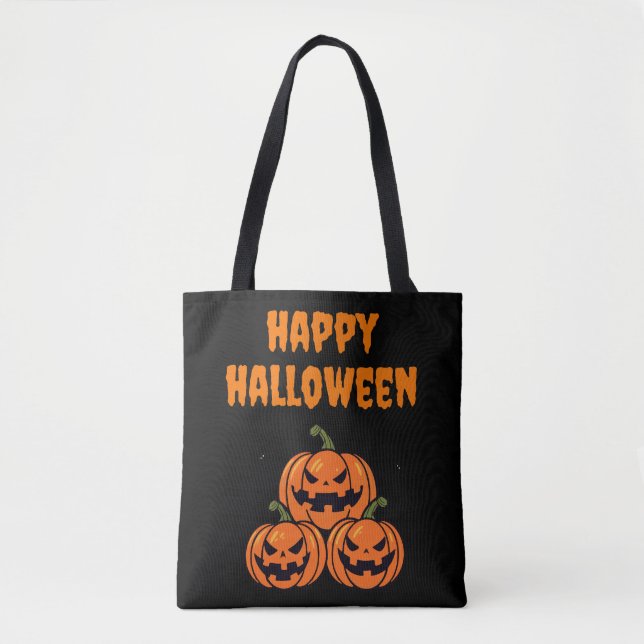Scary Pumpkins Happy Hallowen Tote Bag (Front)