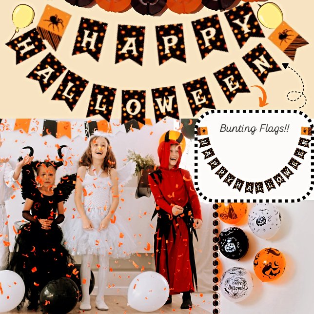 Scary Pumpkins Pattern and Spider Halloween Party  Bunting (Creator Uploaded)