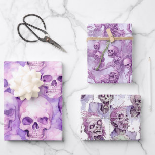 Scary Purple Halloween Goules  Wrapping Paper Sheet