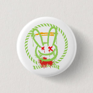 scary rabbit 3 cm round badge