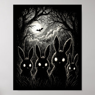 Scary Rabbit Eyes Forest Creepy Halloween Costume Poster