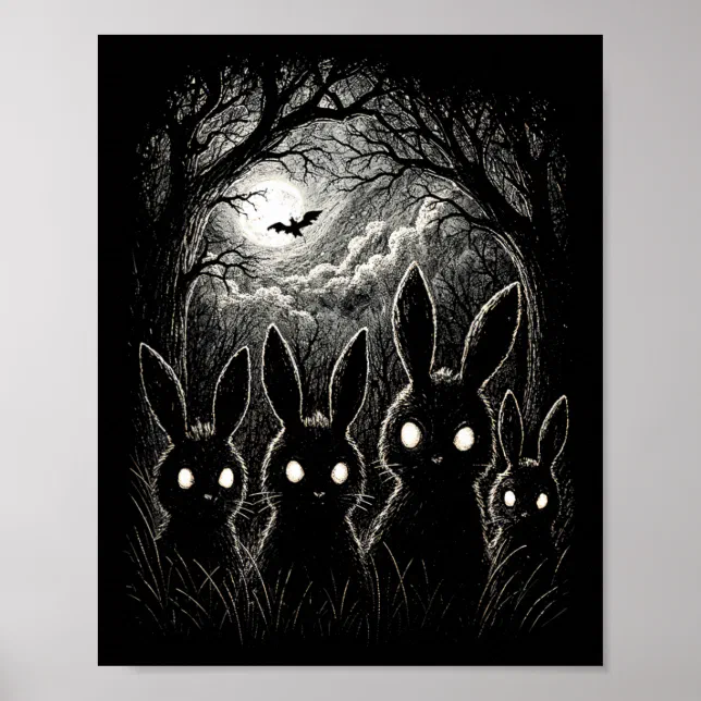 Scary Rabbit Eyes Forest Creepy Halloween Costume Poster | Zazzle