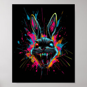 Scary Rabbit Halloween Horror Easter Day Bunny Poster