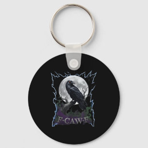 Scary Raven F-caw-f Full Moon Halloween Key Ring