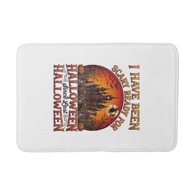 Scary Ready Halloween Haunted Castle Witch Pumpkin Bath Mat (Front)