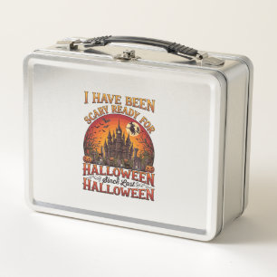 Scary Ready Halloween Haunted Castle Witch Pumpkin Metal Lunch Box